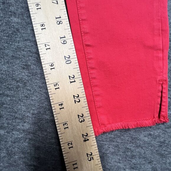 Kensie Jeans Women's Size 2/26 Red Mid-Rise Raw Hem Skinny Bold Ankle Crop - Picture 8 of 8